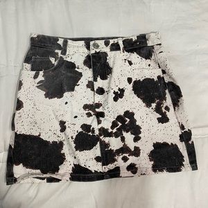 Adika Cow Print Denim Skirt